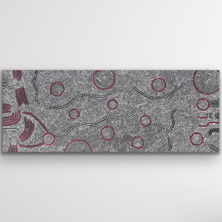 "Bush Onion" original Aboriginal painting by Nancy Martin Napangarti, 203cm x 78cm - authentic Indigenous Australian artwork