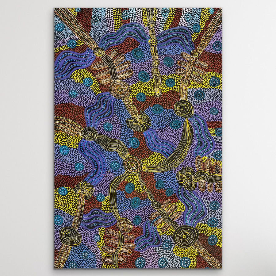 "Pukara" original Aboriginal painting by (Umatji Tjitayi) Susan Tjitayi, 144cm x 94cm - authentic Indigenous Australian artwork