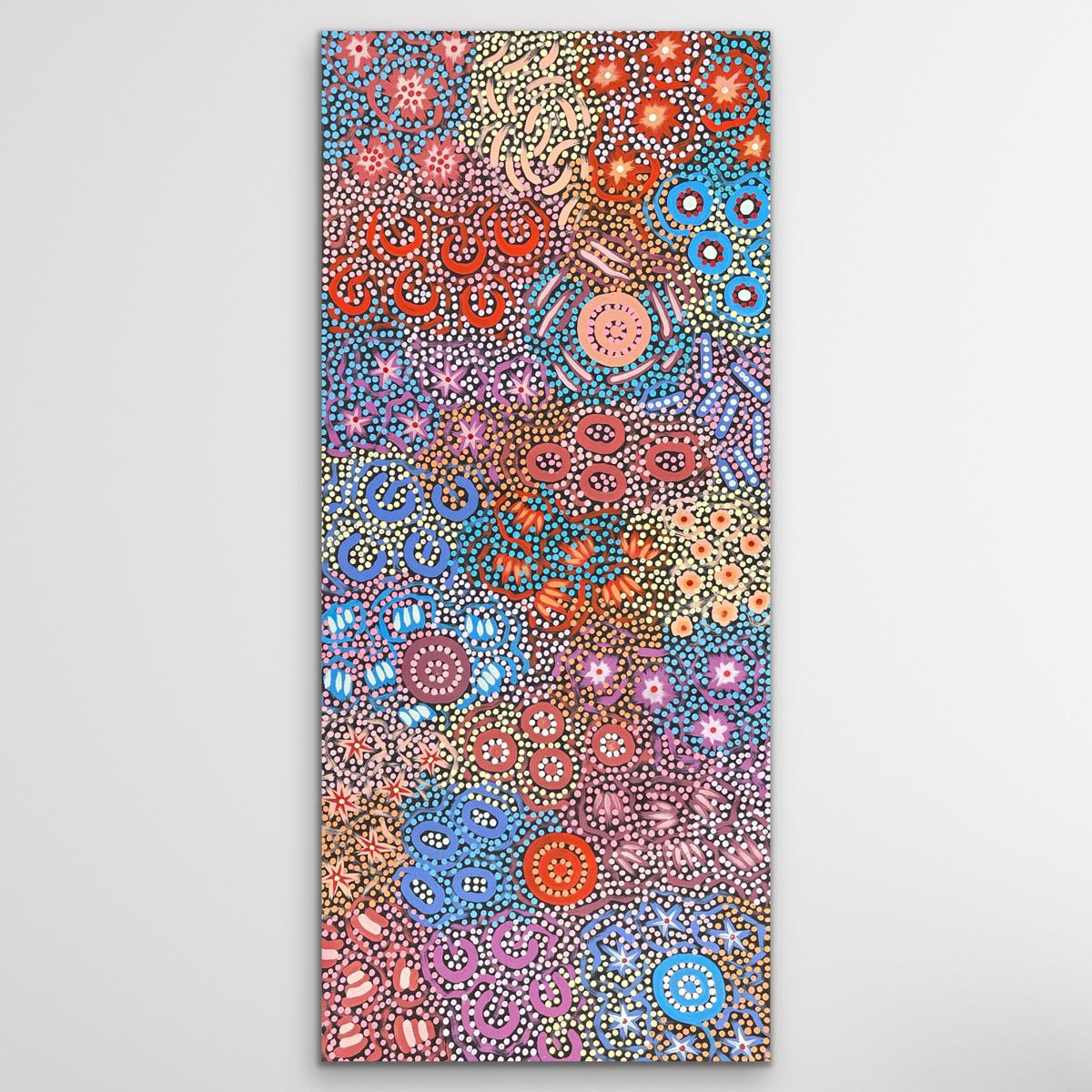 "My Grandmother's Country" original Aboriginal painting by Azeza Possum, 132cm x 58cm - authentic Indigenous Australian artwork
