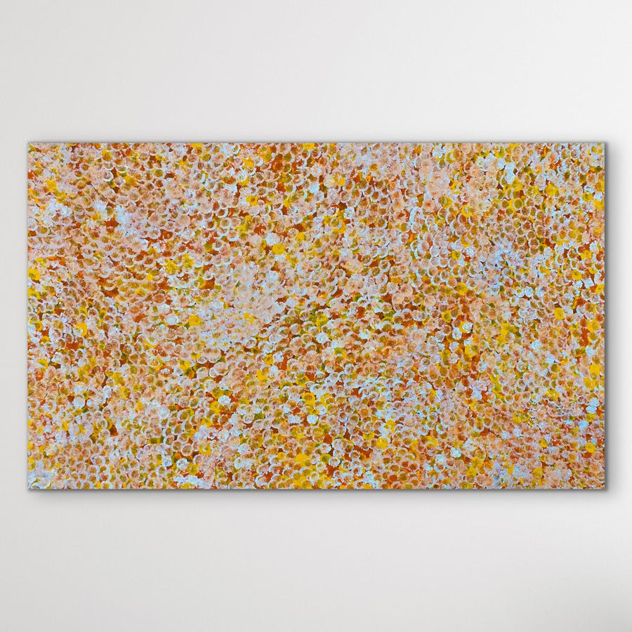 "Bush Plums" original Aboriginal painting by Bessie Pitjara, 153cm x 94cm - authentic Indigenous Australian artwork