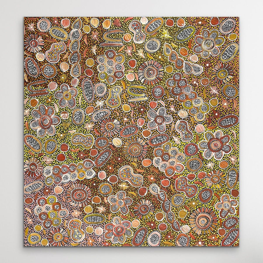 "Women's Dreaming" original Aboriginal painting by Rochelle Bird Mbitjana, 96cm x 90cm - authentic Indigenous Australian artwork