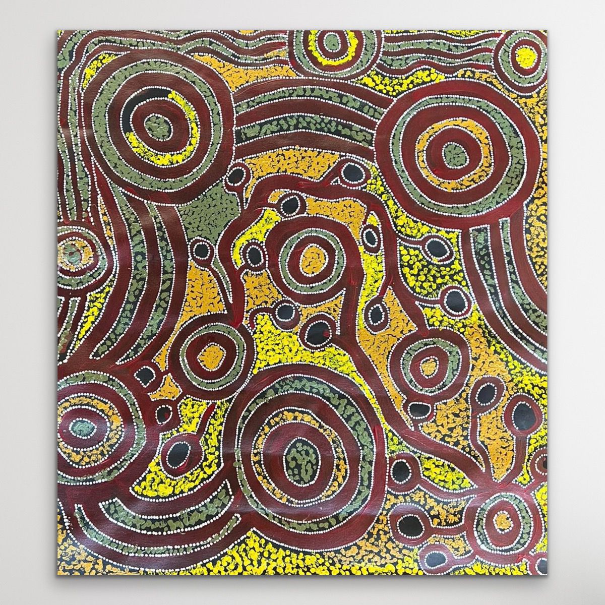 "My Country" original Aboriginal painting by Ina Stanley, 78cm x 72cm - authentic Indigenous Australian artwork