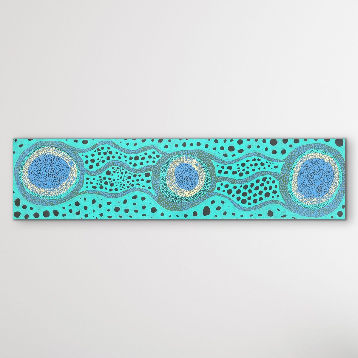 "Minyma Kutjara" original Aboriginal painting by Joanne Ken, 112cm x 28cm - authentic Indigenous Australian artwork