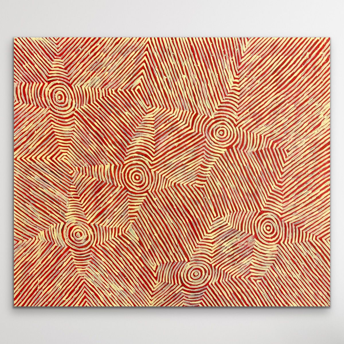 "Tingari" original Aboriginal painting by Jake James Tjapaltjarri, 116cm x 99cm - authentic Indigenous Australian artwork