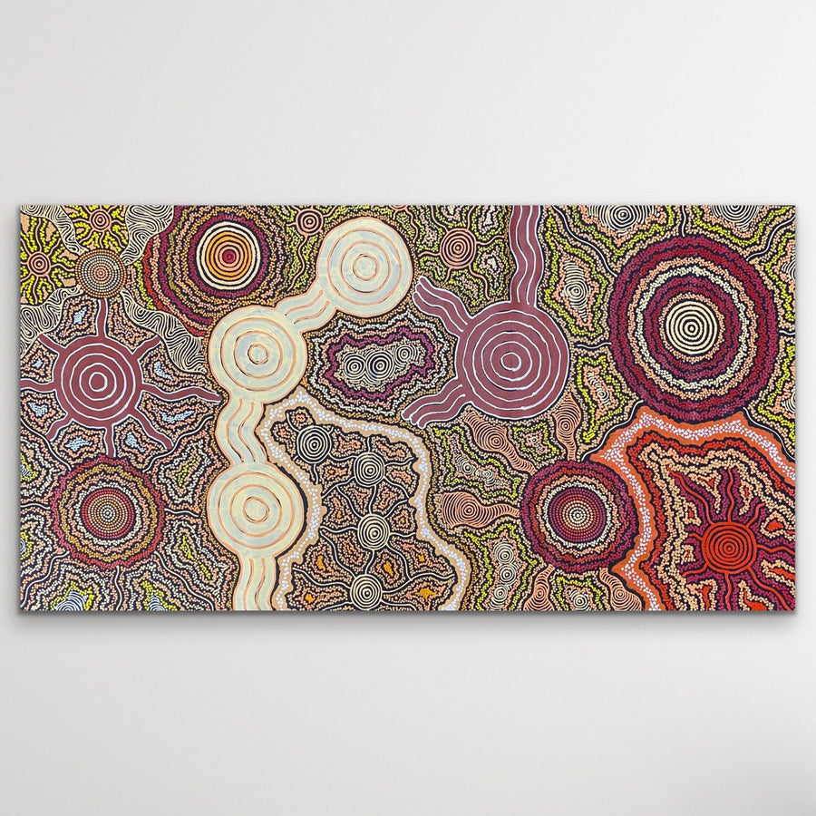 "My Country" original Aboriginal painting by Farron Furber Jampitjinpa, 177cm x 92cm - authentic Indigenous Australian artwork