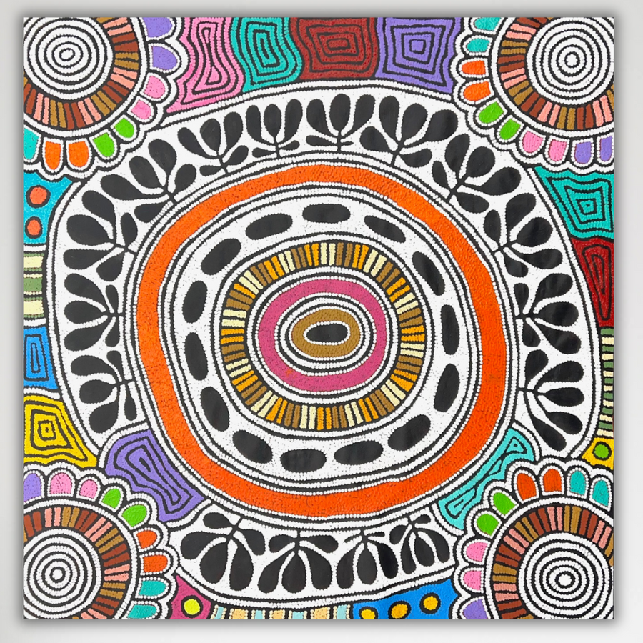 "Women's Body Paint" original Aboriginal painting by Debra Nangala McDonald, 120cm x 117cm - authentic Indigenous Australian artwork