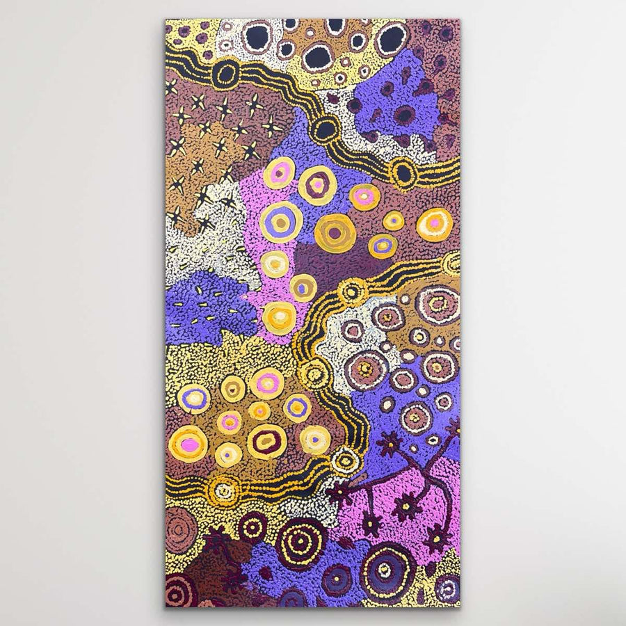 "Malilu" original Aboriginal painting by Kay Baker Tunkin, 119cm x 69cm - authentic Indigenous Australian artwork