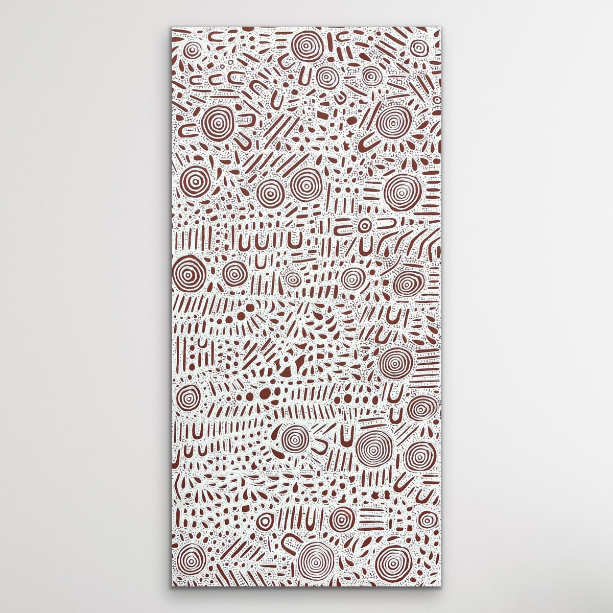 White and Red Ochre Stephen Pitjara Spirt Man Painting Medium Size