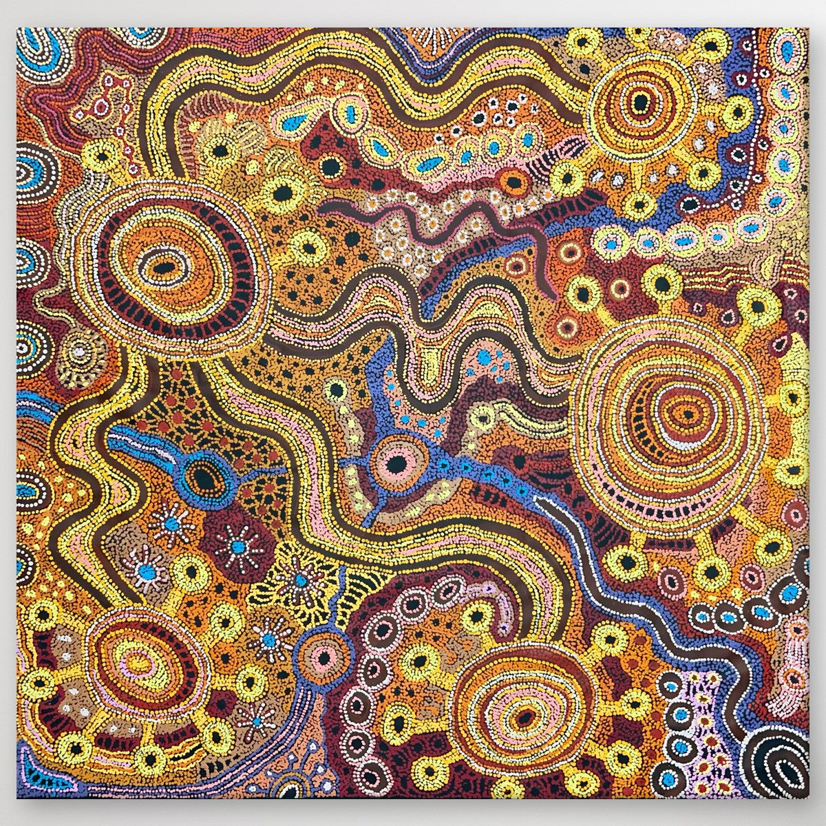 "Nguru Munu Kapi Tjukula" Audrey Brumby 149cm x 145cm, original APY Aboriginal painting