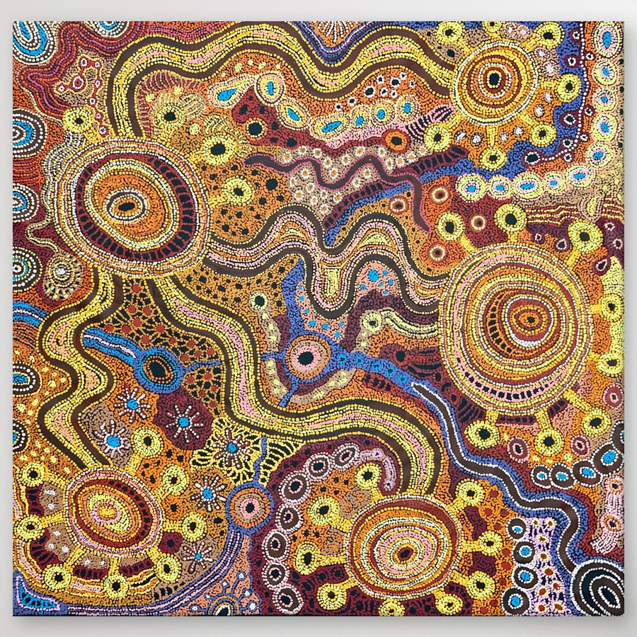 "Nguru Munu Kapi Tjukula" Audrey Brumby 149cm x 145cm, original APY Aboriginal painting