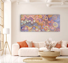 Load image into Gallery viewer, Authentic Indigenous artwork by Rhoda Tjitayi Piltati Tjukurpa Dreaming story displayed in bright modern home