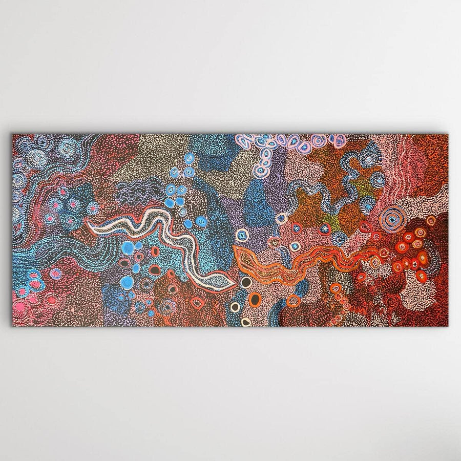 "Piltati Tjukurpa" original Aboriginal painting by Rhoda Tjitayi, 203cm x 87cm - authentic Indigenous Australian artwork
