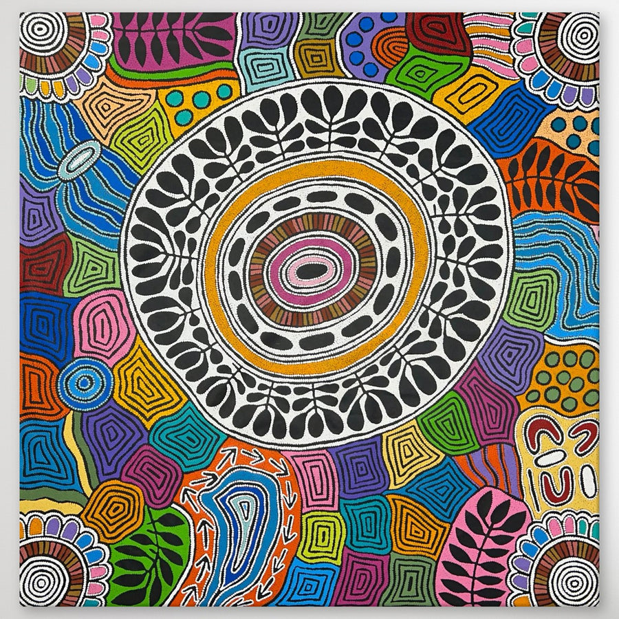"Women's Body Paint" original Aboriginal painting by Debra Nangala McDonald, 196cm x 193cm - authentic Indigenous Australian artwork