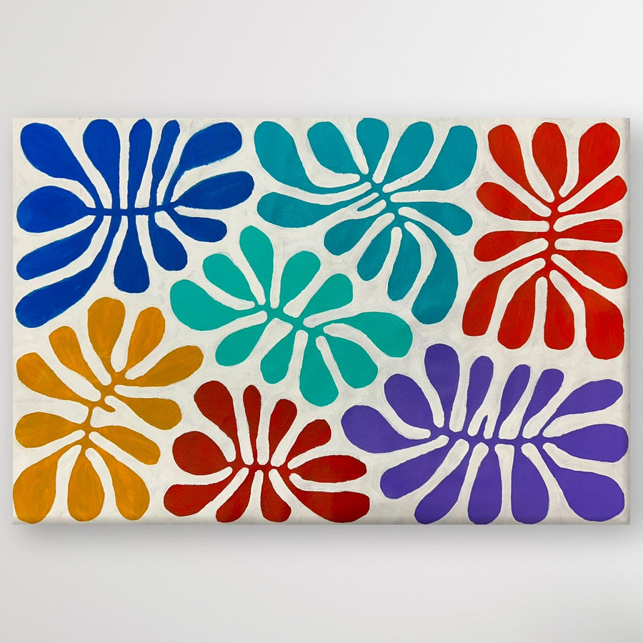 "Acacia Leaves (Watiya Tjuta)" original Aboriginal painting by Debra Nangala McDonald, 88cm x 58cm - authentic Indigenous Australian artwork