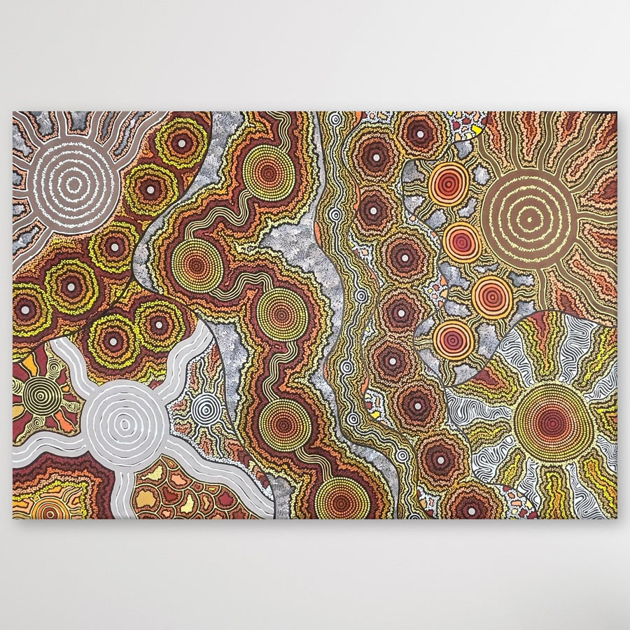 "My Country" original Aboriginal painting by Farron Furber Jampitjinpa, 178cm x 120cm - authentic Indigenous Australian artwork