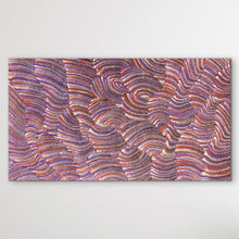 Load image into Gallery viewer, sand dunes with wavy lines in purple, pink, and brown on a white wall