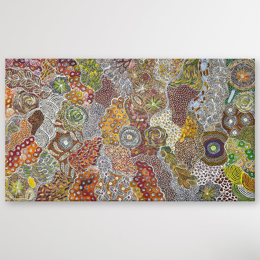 "My Country (Utopia)" original Aboriginal painting by Janet Golder Kngwarreye, 154cm x 88cm - authentic Indigenous Australian artwork