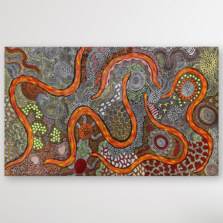 "My Country" original Aboriginal painting by Julieanne Turner Nungurrayi, 116cm x 70cm - authentic Indigenous Australian artwork