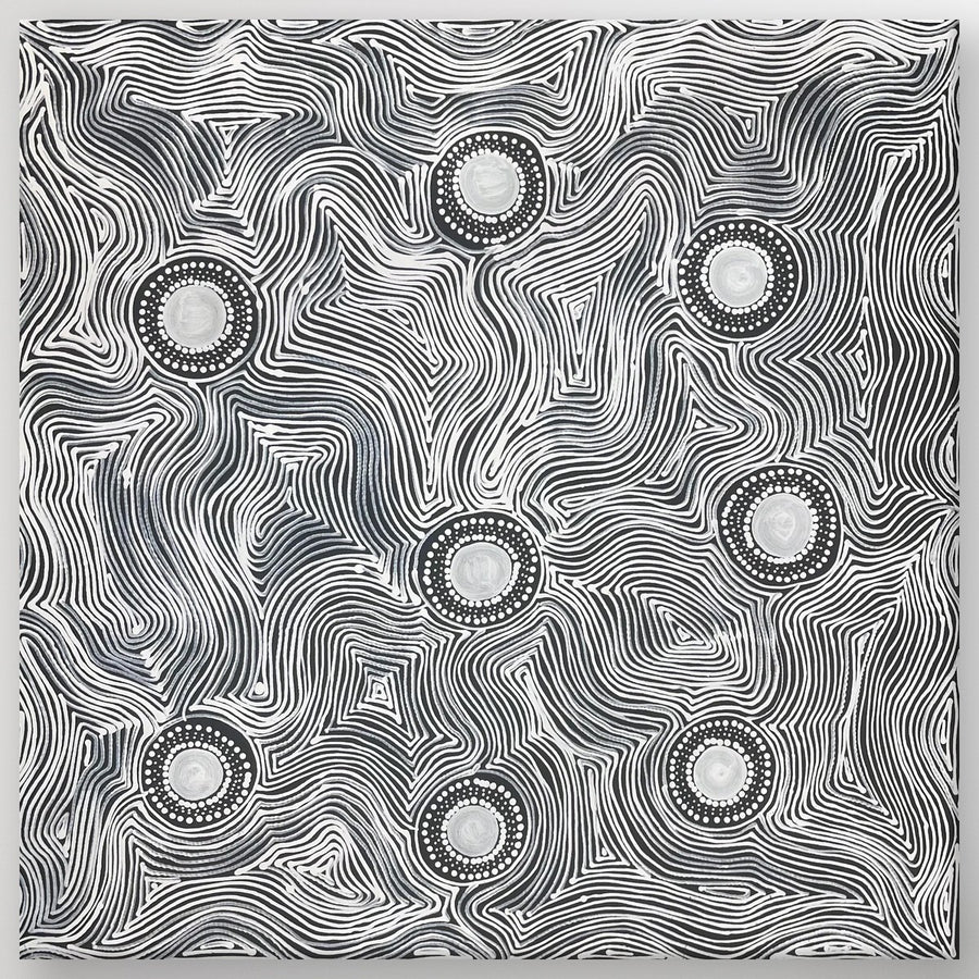 "Seven Sisters" original Aboriginal painting by Marshall Jangala Robertson, 100cm x 100cm - authentic Indigenous Australian artwork