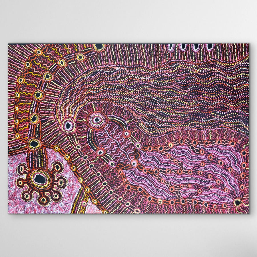 "Rainbow Serpent (Wanampi)" original Aboriginal painting by Debra Umala, 118cm x 83cm - authentic Indigenous Australian artwork