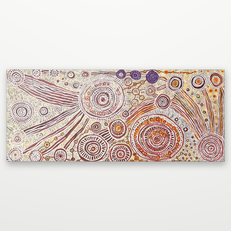 "Kapi Tjukul (Rock Holes)" original Aboriginal painting by Yaritji Heffernan, 203cm x 88cm