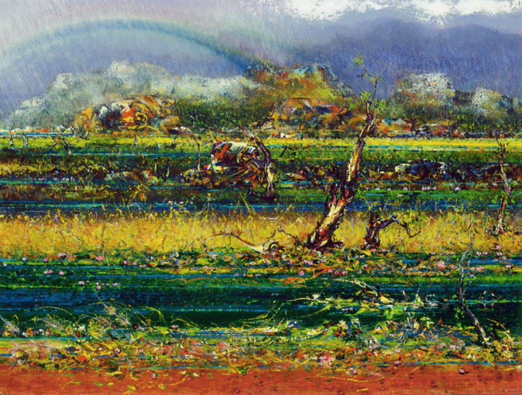 "Wetland" original Aboriginal painting by Thomas Gleghorn, Limited Edition Giclee Print. - authentic Indigenous Australian artwork