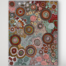 Load image into Gallery viewer, "Budgerigar &amp; Bush Tucker Story" original Aboriginal painting by Julieanne Turner Nungurrayi, 129cm x 98cm - authentic Indigenous Australian artwork
