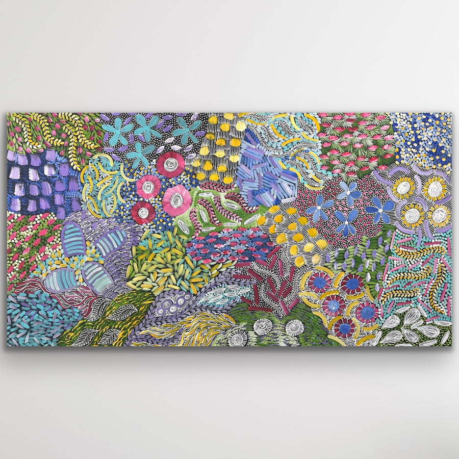 "Awelye" original Aboriginal painting by Karen Bird Ngale, 193cm x 104cm - authentic Indigenous Australian artwork