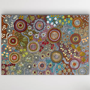 "Budgerigar and Bush Tucker Story" Julieanne Turner Nungurrayi 115cm x 79cm