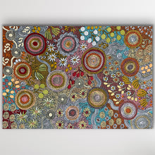 Load image into Gallery viewer, "Budgerigar Dreaming and Bush Tucker" original Aboriginal painting by Julieanne Turner Nungurrayi, 115cm x 79cm - authentic Indigenous Australian artwork
