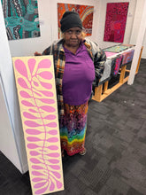 Load image into Gallery viewer, "Bended Acacia Leaves (Watiya Tjuta)" original Aboriginal painting by Debra Nangala McDonald, 122cm x 29cm - authentic Indigenous Australian artwork
