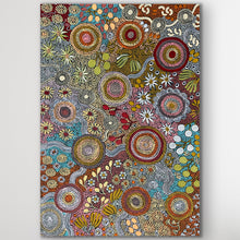 Load image into Gallery viewer, "Budgerigar Dreaming and Bush Tucker" original Aboriginal painting by Julieanne Turner Nungurrayi, 115cm x 79cm - authentic Indigenous Australian artwork
