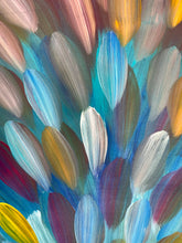 Load image into Gallery viewer, "Bush Medicine Leaves" original Aboriginal painting by Roseanne Morton Petyarre, 120cm x 38cm - authentic Indigenous Australian artwork

