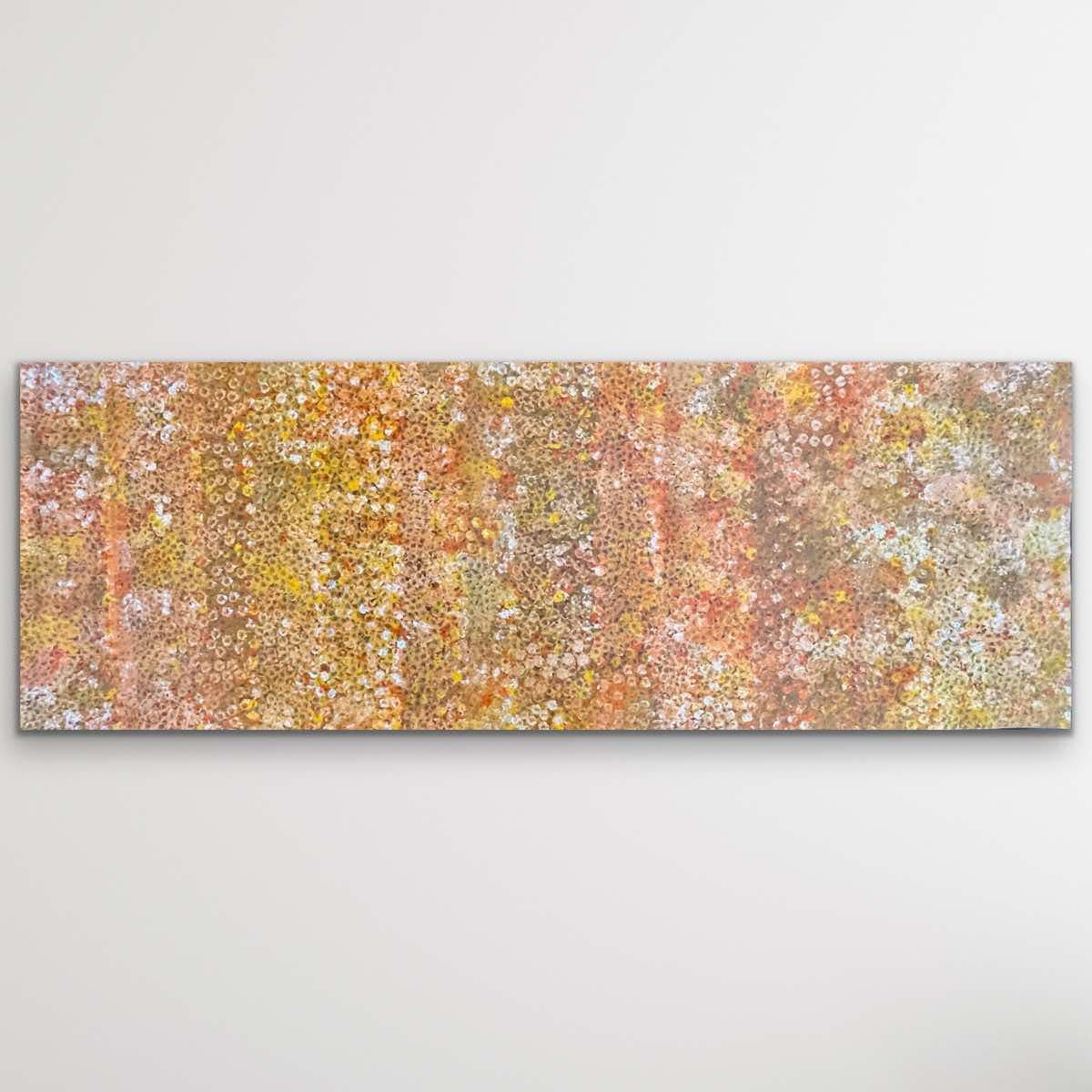 "Bush Plum" original Aboriginal painting by Stephen Pitjara, 199cm x 74cm - authentic Indigenous Australian artwork