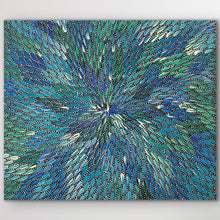 Load image into Gallery viewer, "Bush Medicine Leaves" original Aboriginal painting by Bernadine Johnson Kemarre, 46cm x 39cm - authentic Indigenous Australian artwork
