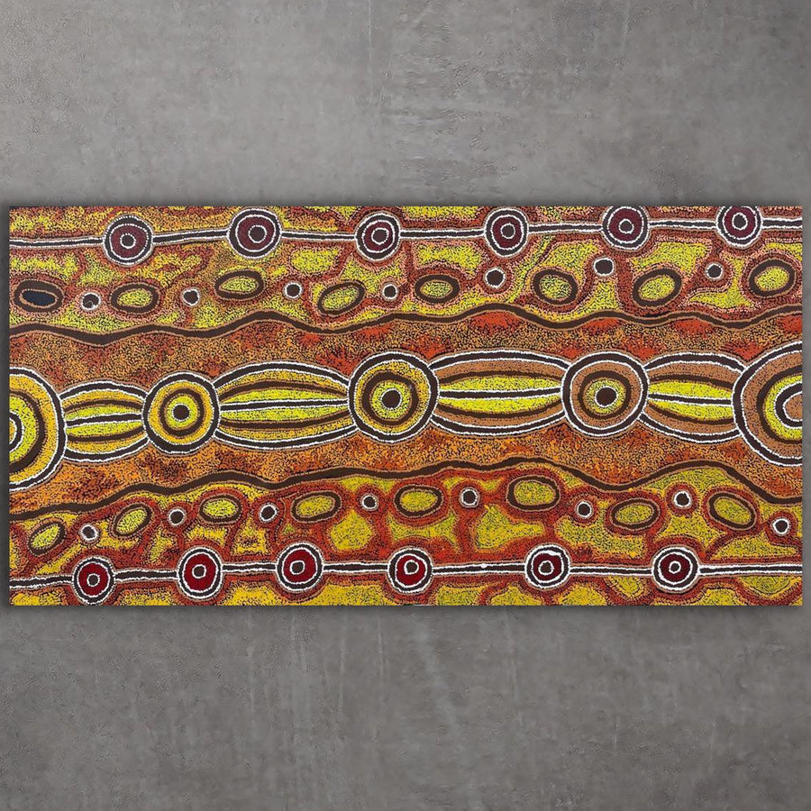 "Ngapari" original Aboriginal painting by Barbara Baker, 173cm x 88cm - authentic Indigenous Australian artwork