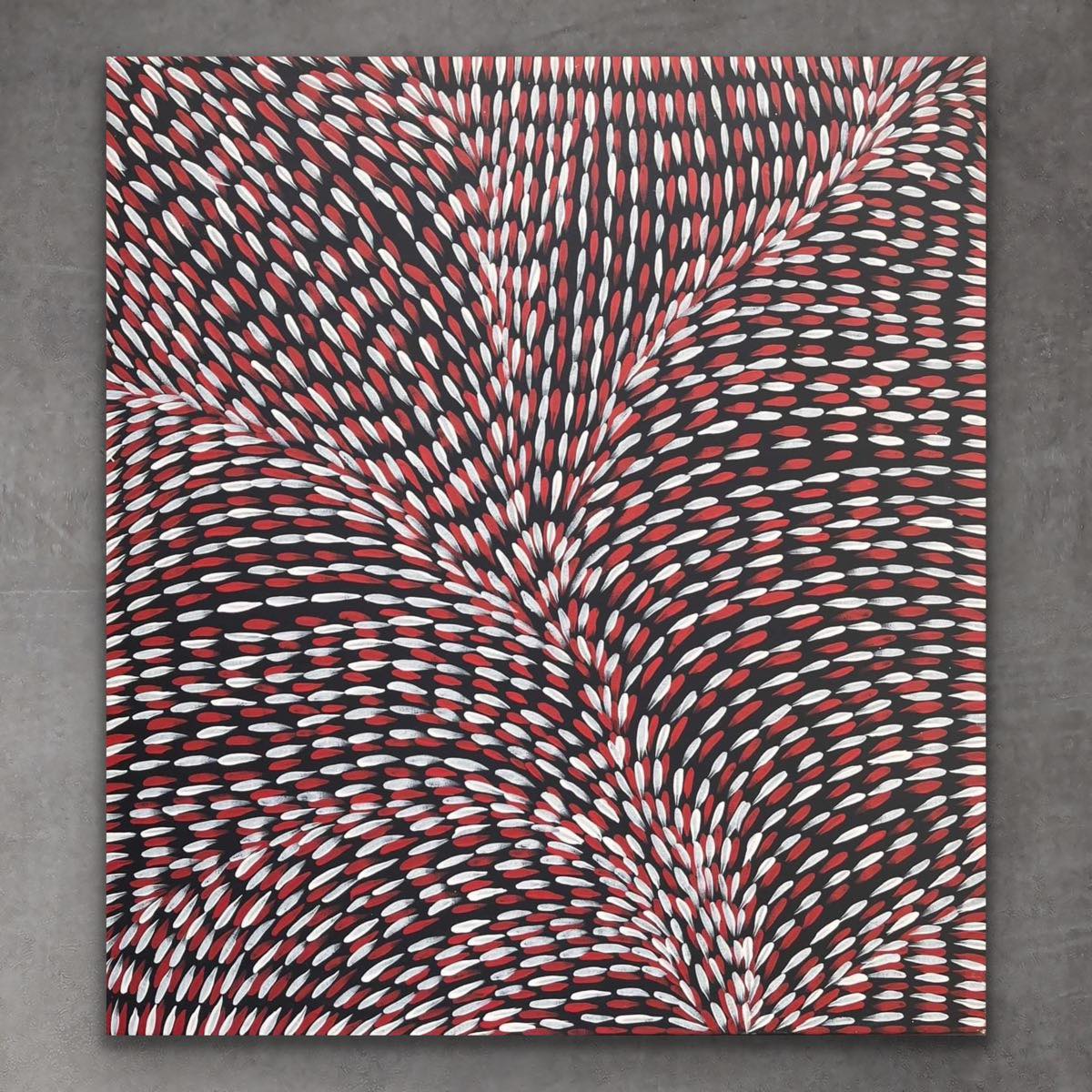 "Medicine Leaves" original Aboriginal painting by Gloria Petyarre (Pitjara), 98cm x 88cm - authentic Indigenous Australian artwork