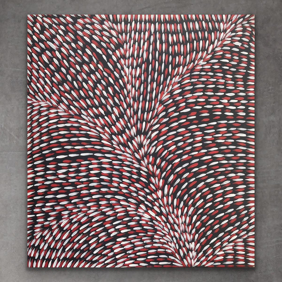 "Medicine Leaves" original Aboriginal painting by Gloria Petyarre (Pitjara), 98cm x 88cm - authentic Indigenous Australian artwork