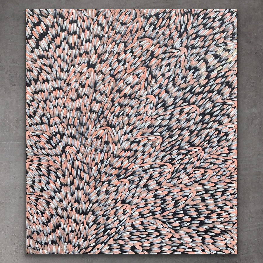 "Medicine Leaves" original Aboriginal painting by Gloria Petyarre (Pitjara), 109cm x 94cm - authentic Indigenous Australian artwork