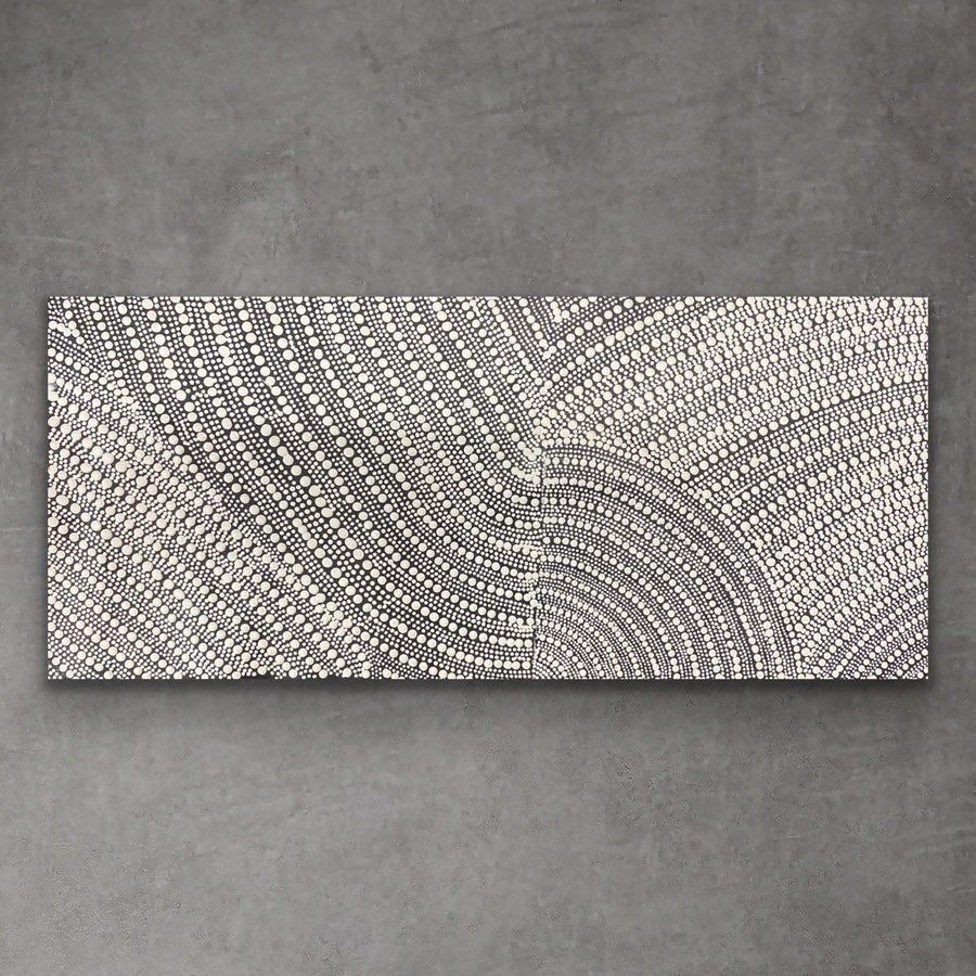 "Bush Bean" original Aboriginal painting by Nancy Martin Napangarti, 76cm x 32cm - authentic Indigenous Australian artwork