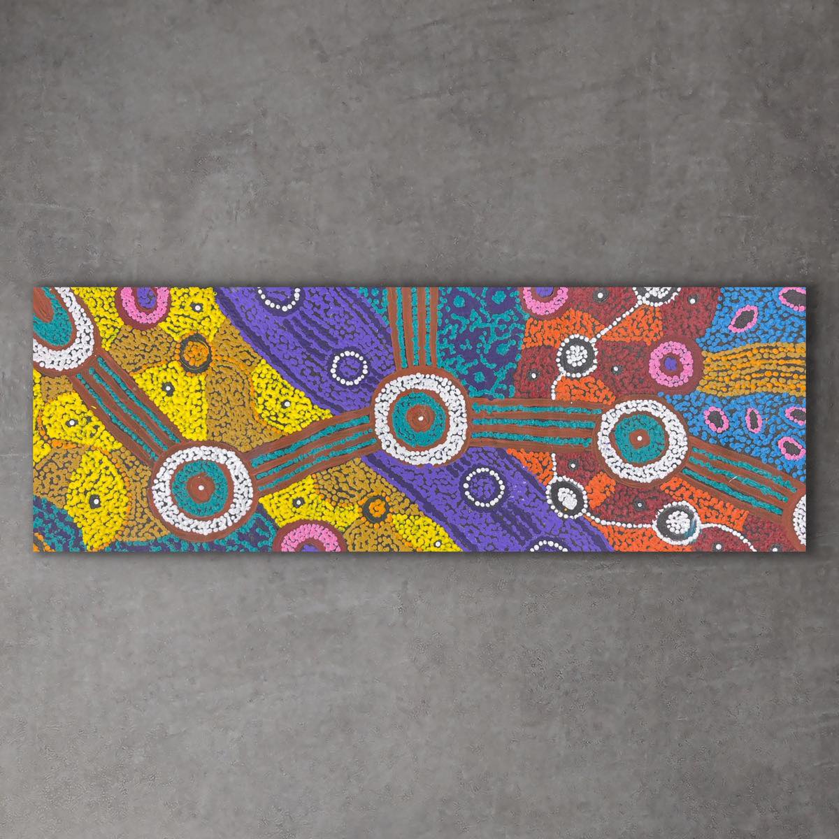"Minyma Malilu" original Aboriginal painting by Philomena Caroll, 39cm x 120cm - authentic Indigenous Australian artwork