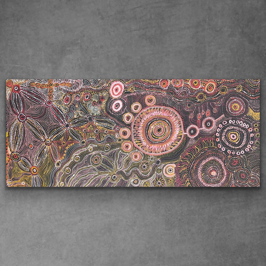 "Seven Sisters Dreaming (Kungkarangkalpa Tjukurpa)" original Aboriginal painting by Tanya Brady, 200cm x 86cm - authentic Indigenous Australian artwork