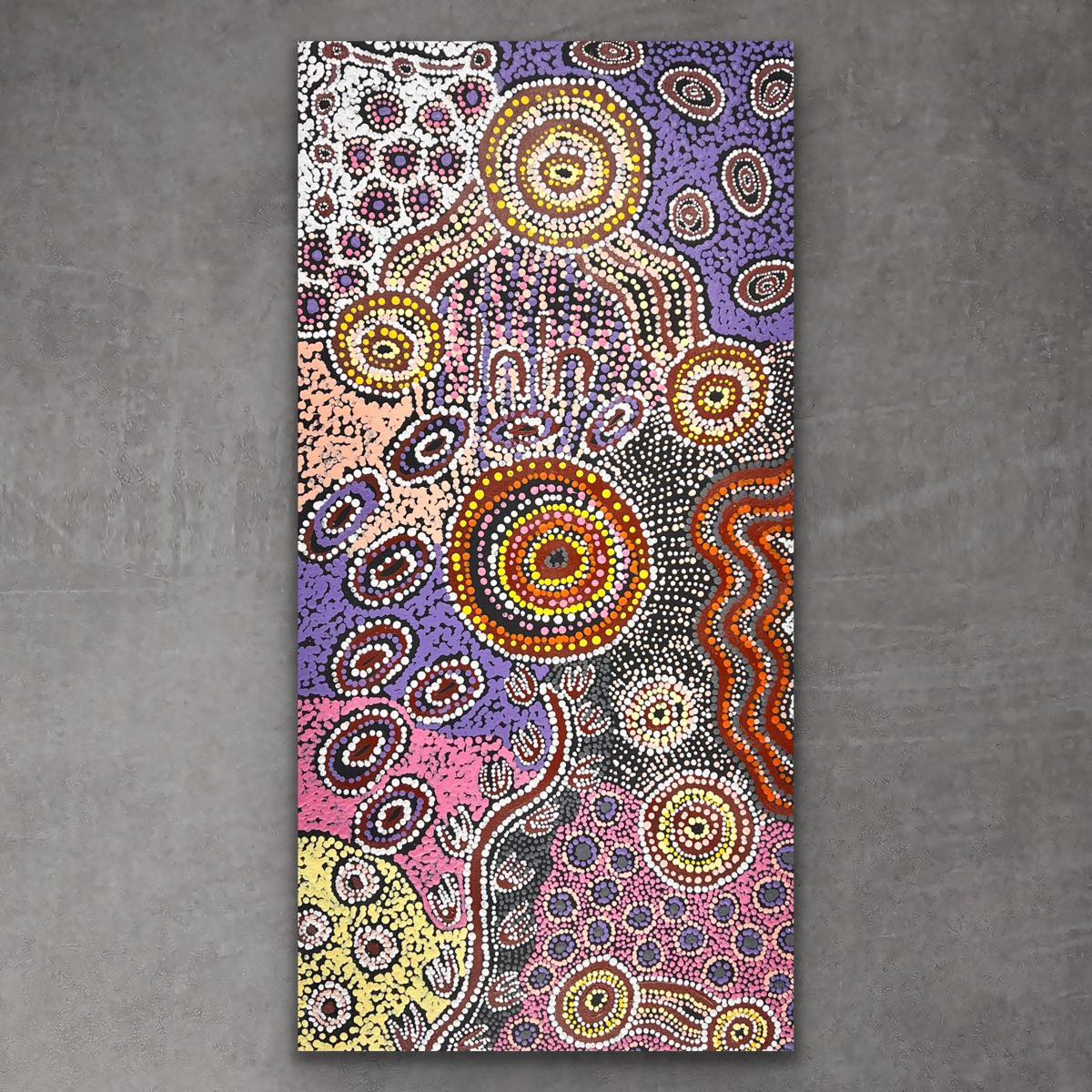 "Wanampi" original Aboriginal painting by Imatjala Pollard & Shannon Pollard, 91cm x 45cm - authentic Indigenous Australian artwork