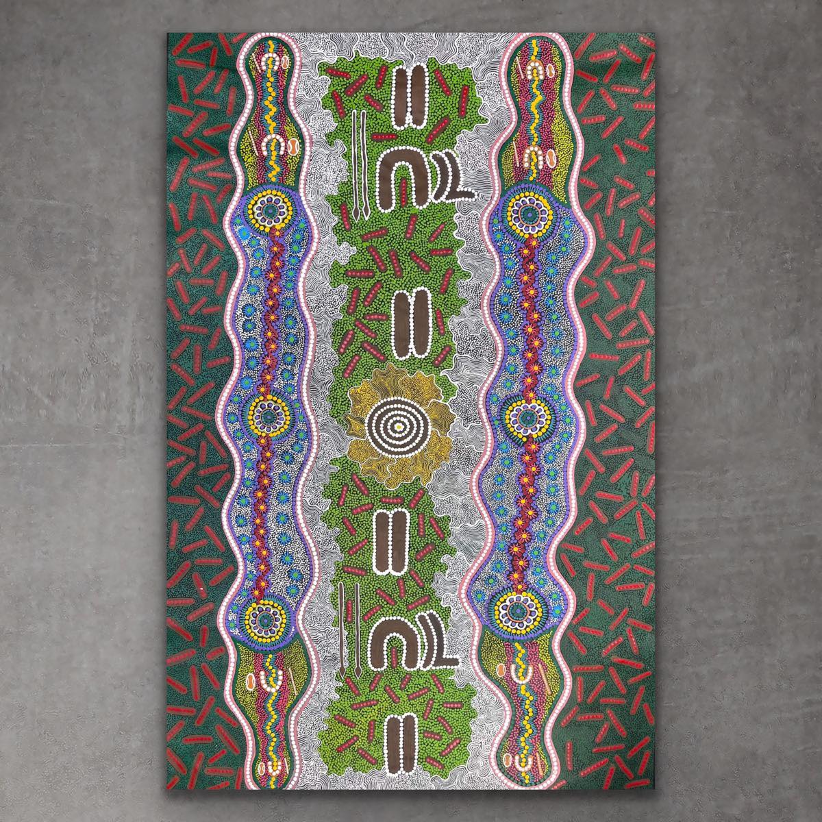 "Ngurlu (Seed Dreaming)" original Aboriginal painting by Vivienne Nakamarra Kelly, 150cm x 100cm - authentic Indigenous Australian artwork
