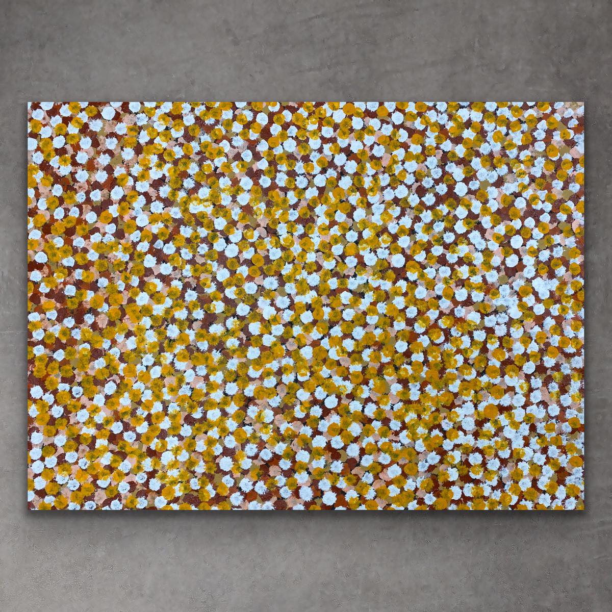 "Bush Plum" original Aboriginal painting by Stephen Pitjara, 120cm x 90cm - authentic Indigenous Australian artwork