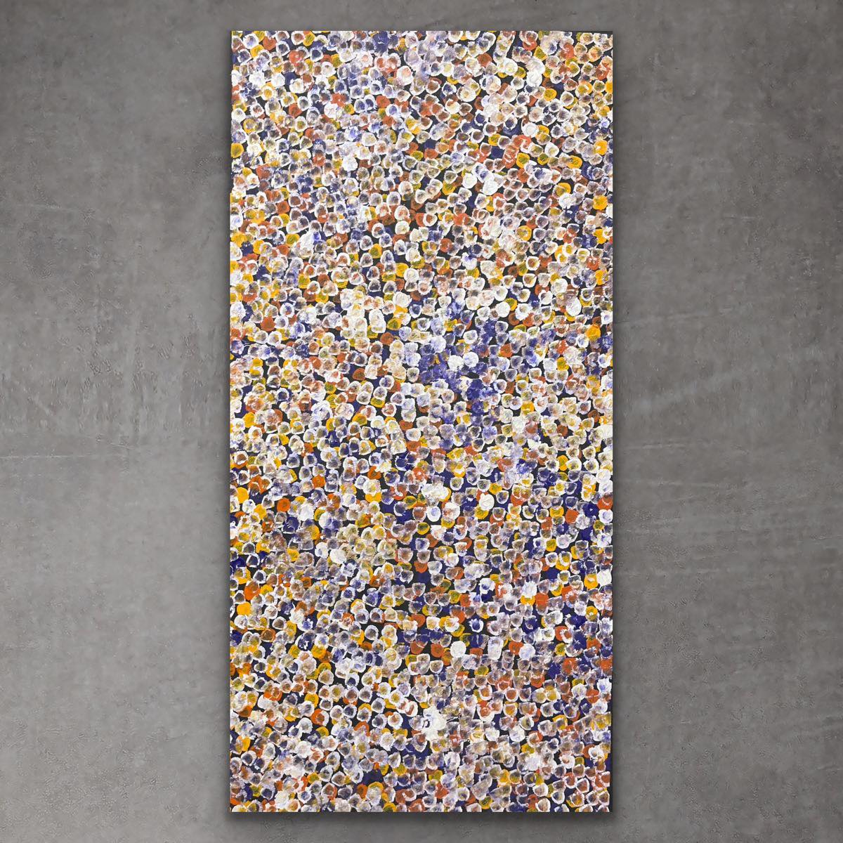 "Bush Plums" original Aboriginal painting by Bessie Pitjara, 96cm x 49cm - authentic Indigenous Australian artwork