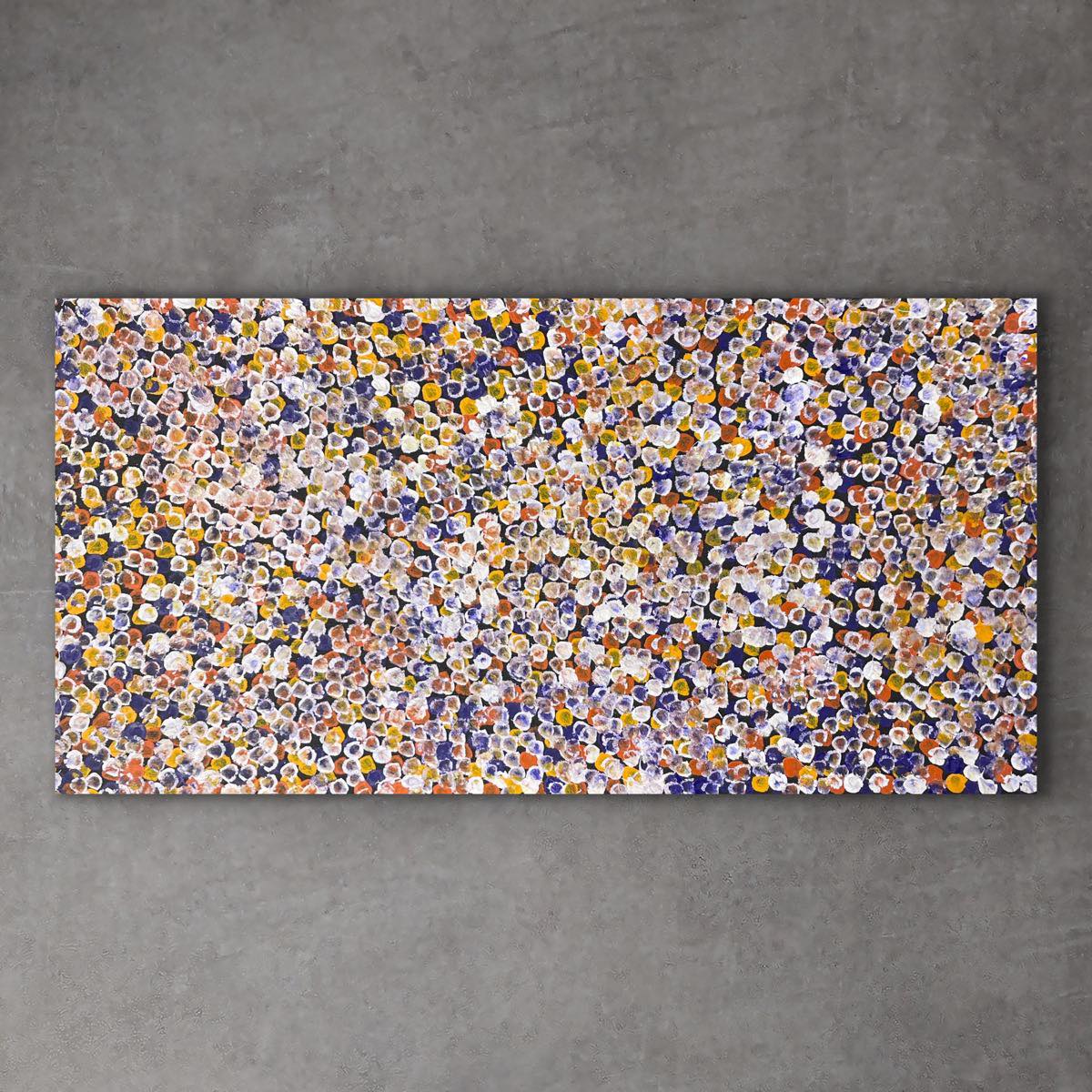 "Bush Plums" original Aboriginal painting by Bessie Pitjara, 94cm x 48cm - authentic Indigenous Australian artwork