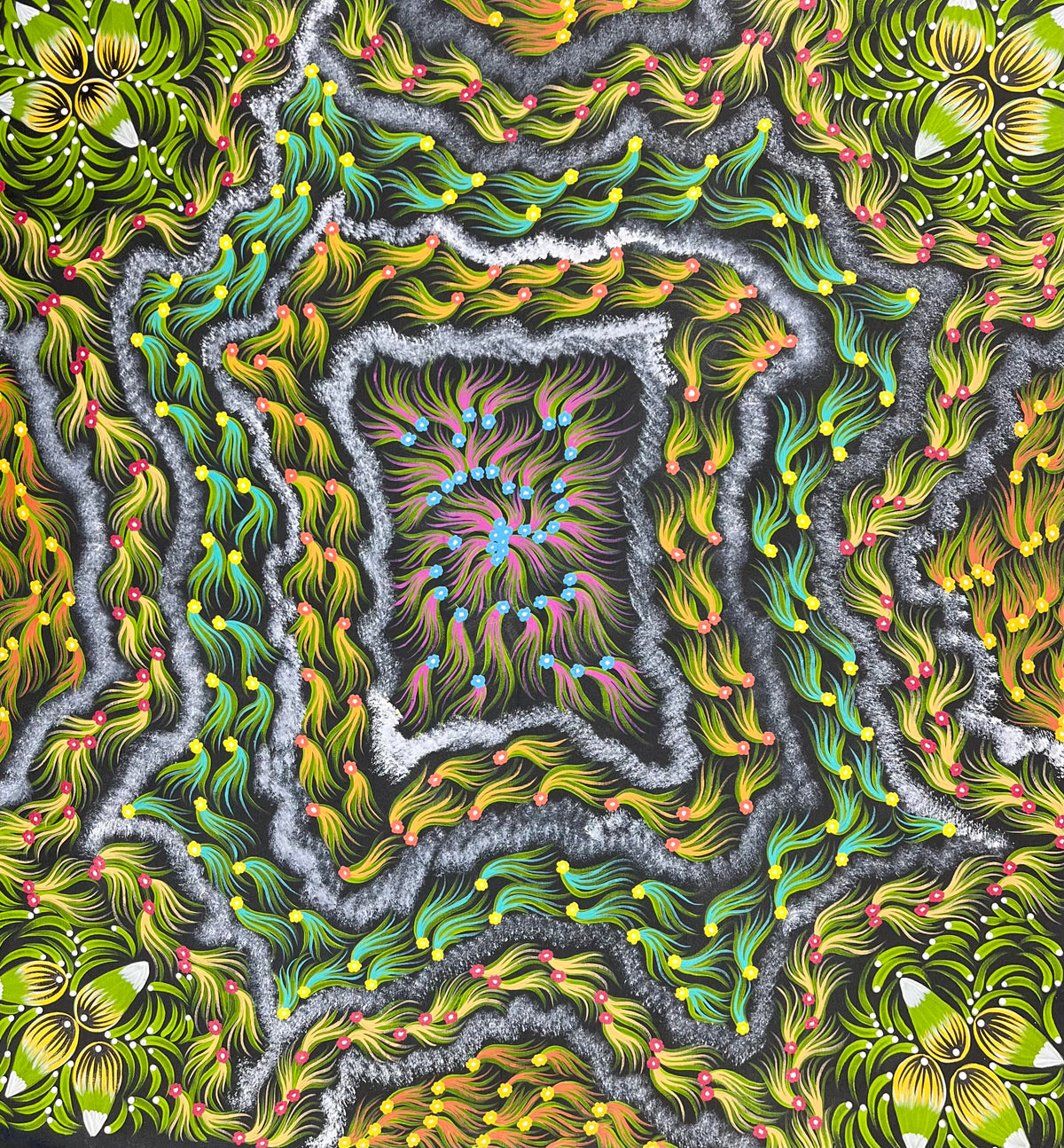 "Bush Banana" Margret Napanangka Brown 90cm x 95cm