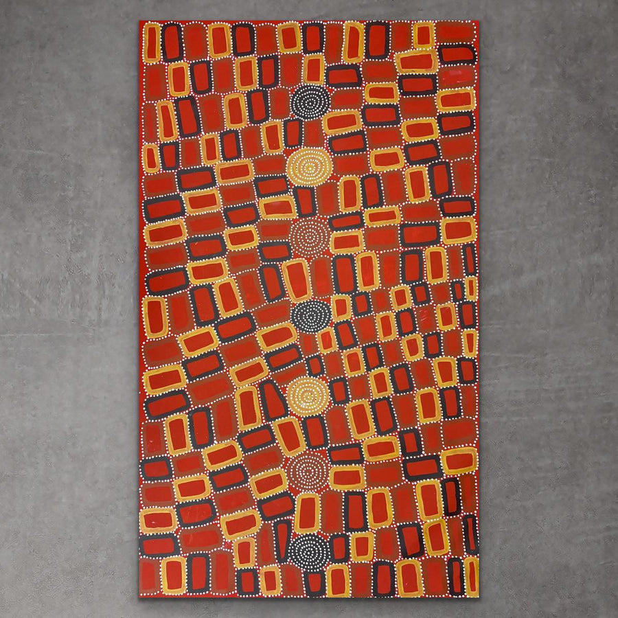 "Tingari" original Aboriginal painting by Walala Tjapaltjarri, 162cm x 96cm - authentic Indigenous Australian artwork