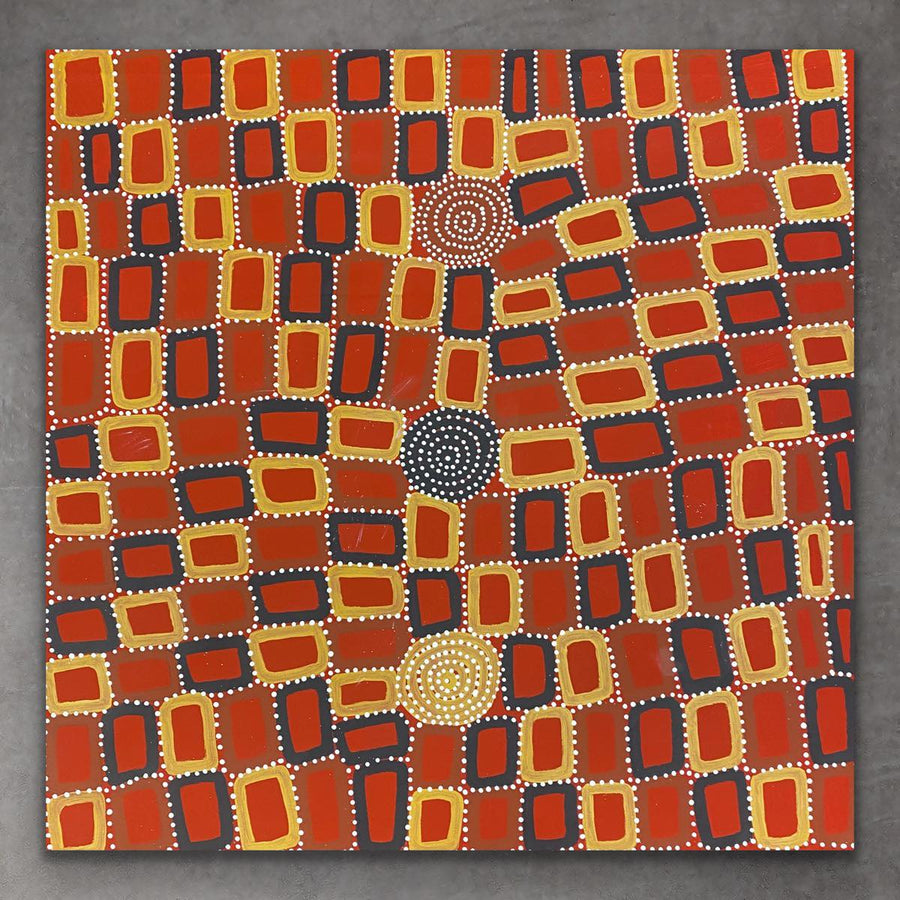 "Tingari" original Aboriginal painting by Walala Tjapaltjarri, 95cm x 96cm - authentic Indigenous Australian artwork